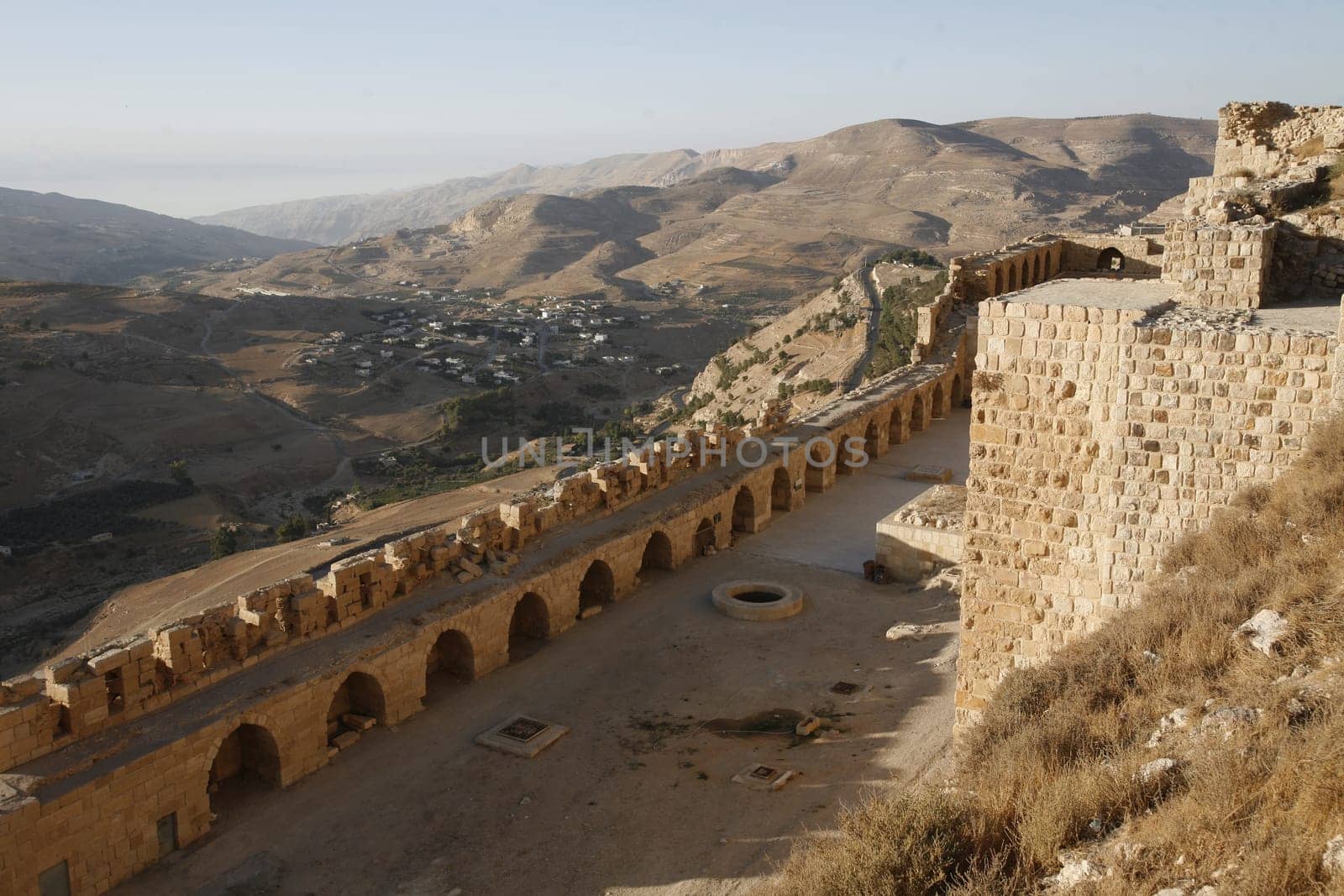 The Karak Castle in the Village of Karak in Jordan in the middle east.
