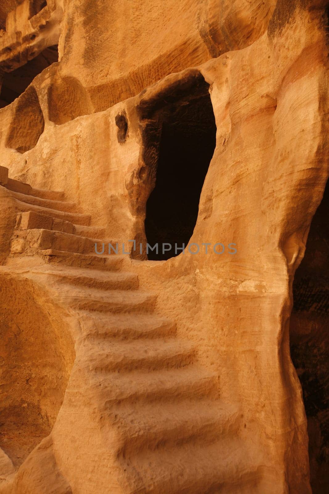 The Treasury of the little Petra in the Temple city of Petra in Jordan in the middle east.