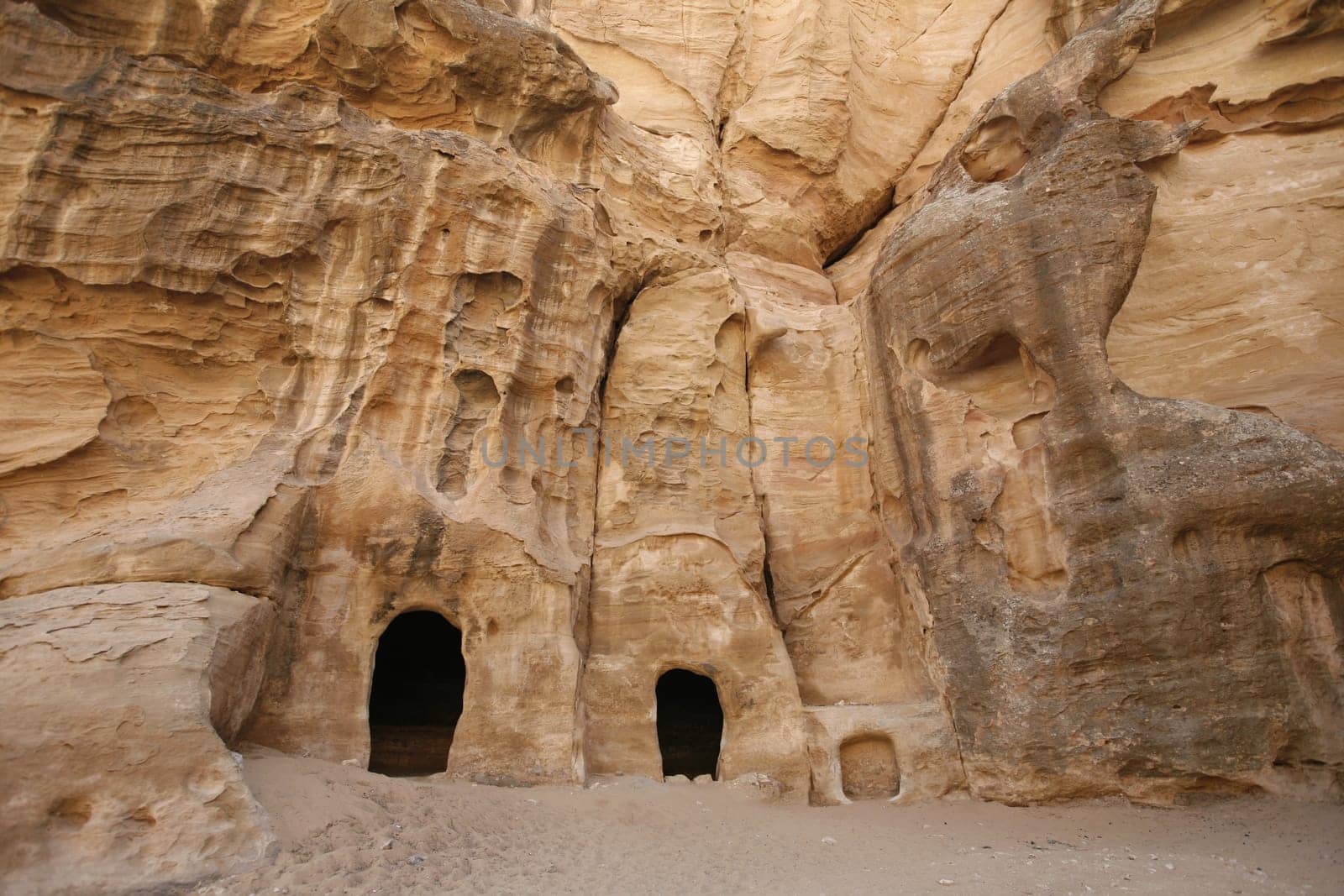 The Treasury of the little Petra in the Temple city of Petra in Jordan in the middle east.
