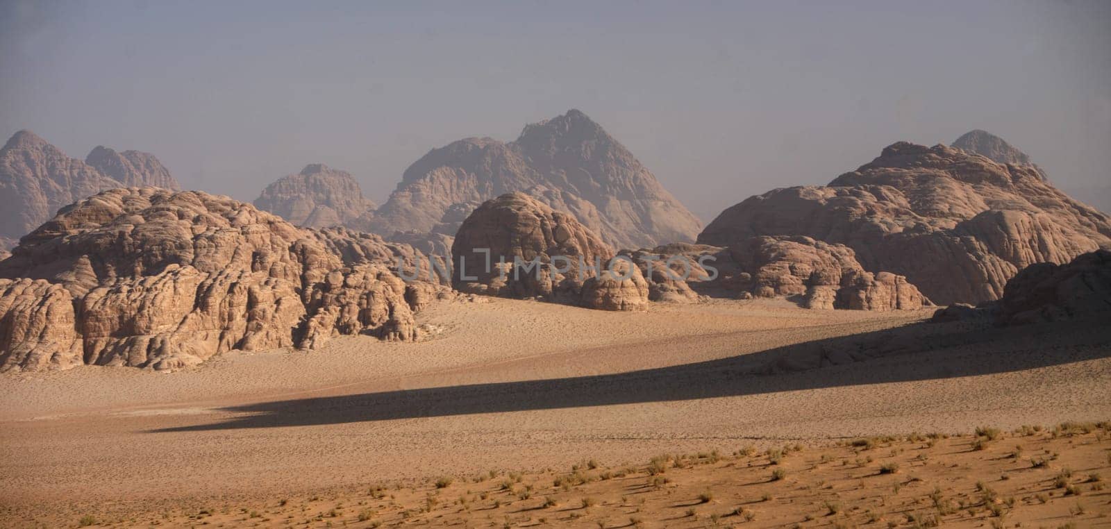 The Landscape of the Wadi Rum Desert in Jordan in the middle east.