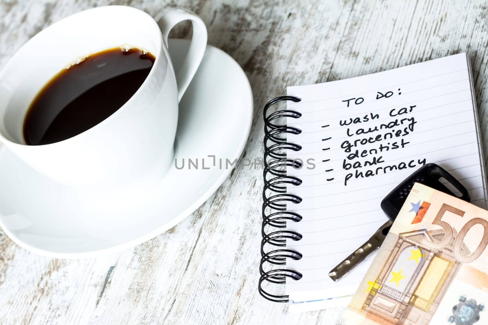 To do list meanwhile having a coffee.