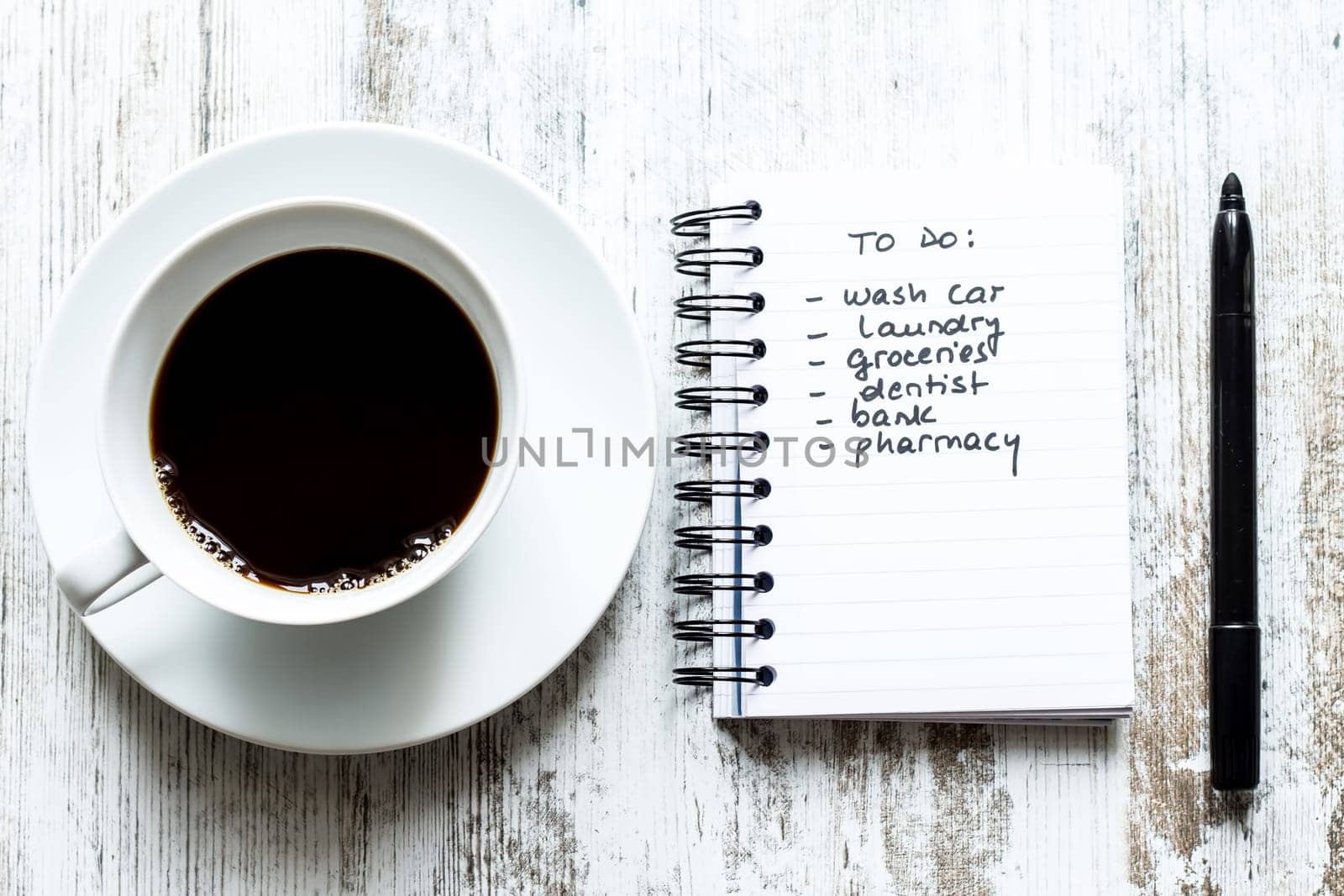 To do list meanwhile having a coffee.