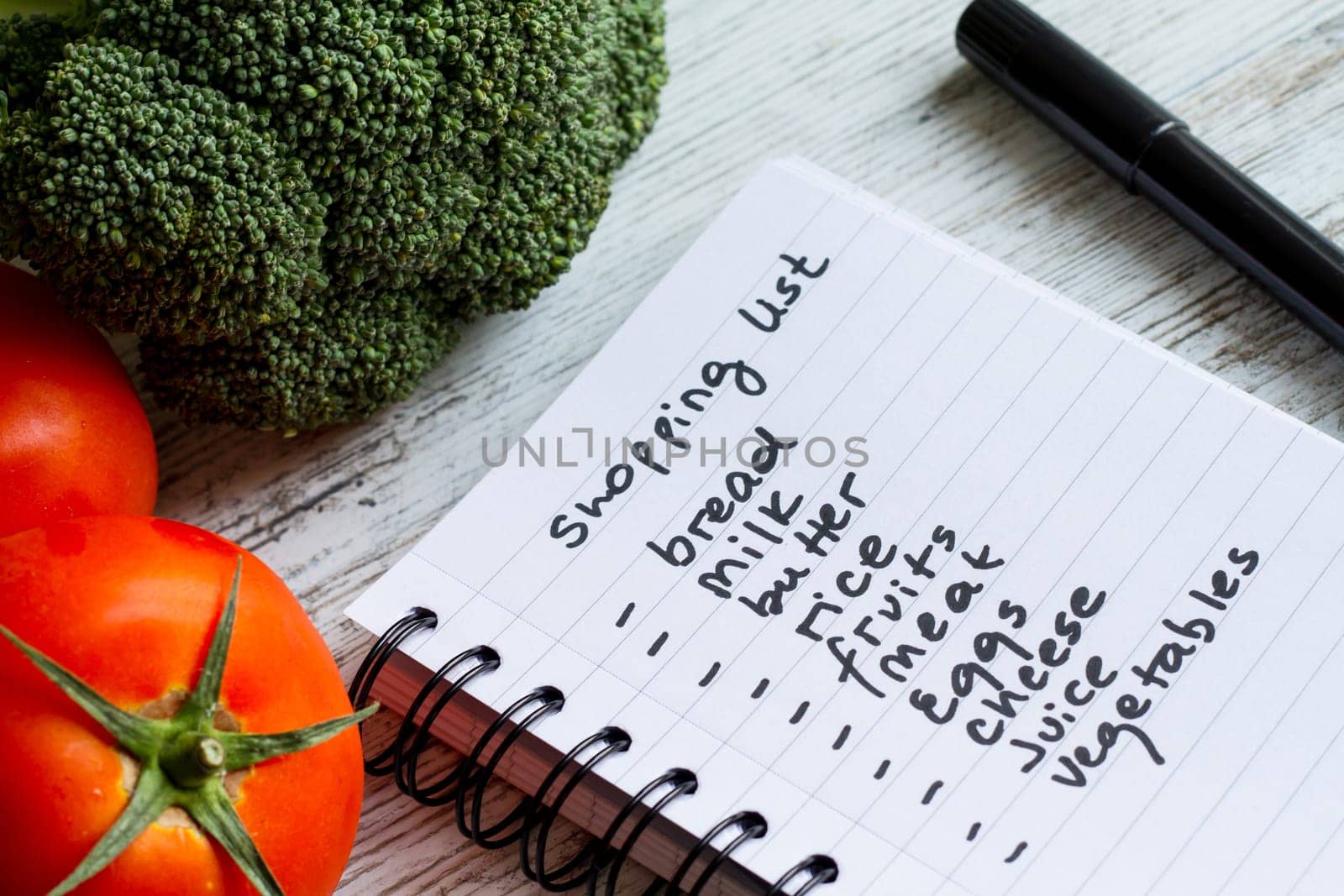 Preparing the shopping list before going to buy the groceries..