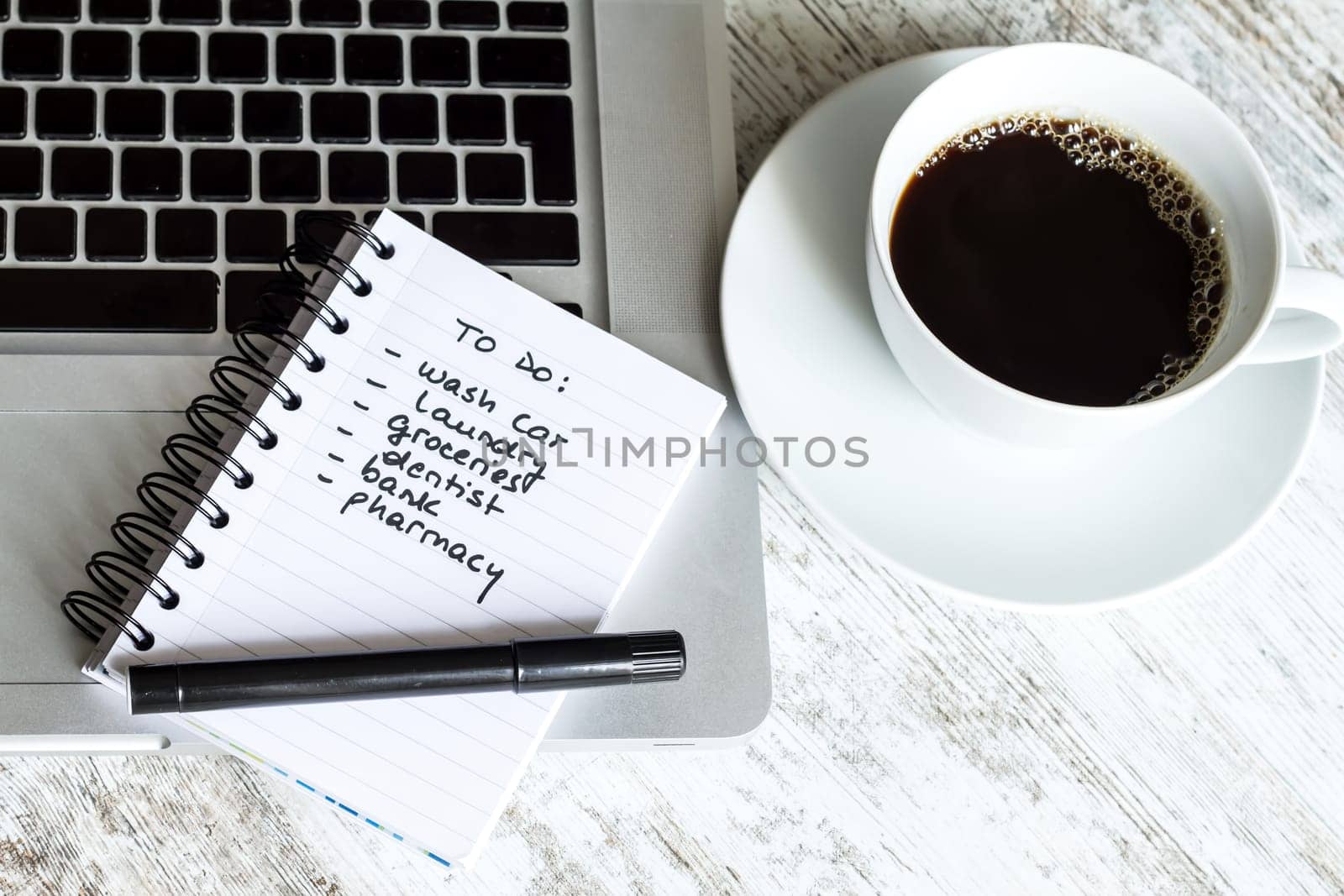 To do list meanwhile having a coffee.