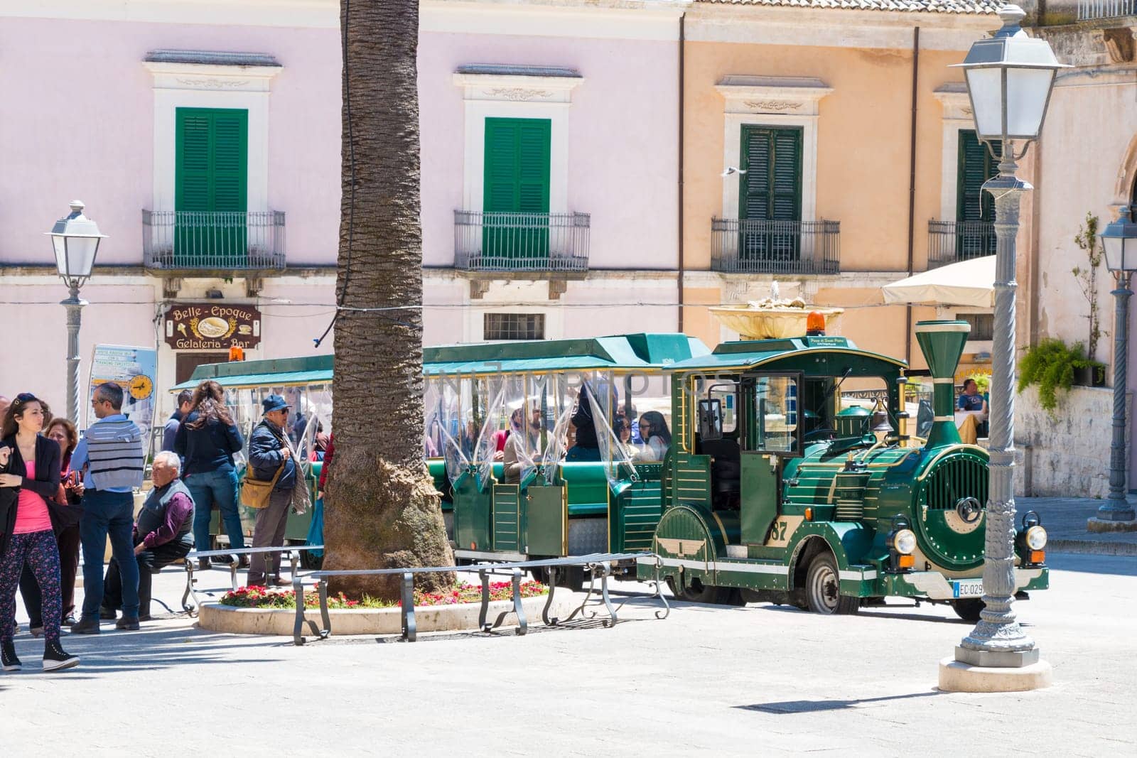 Touristic Train in Ragusa Ibla Sicily showing the city
