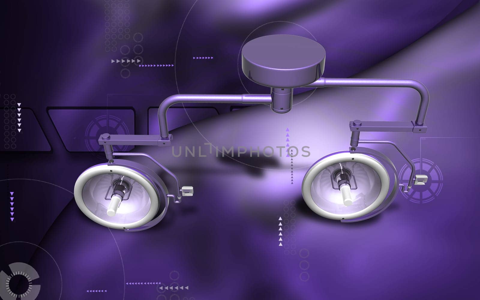 Digital illustration of shadow less lamp in colour background