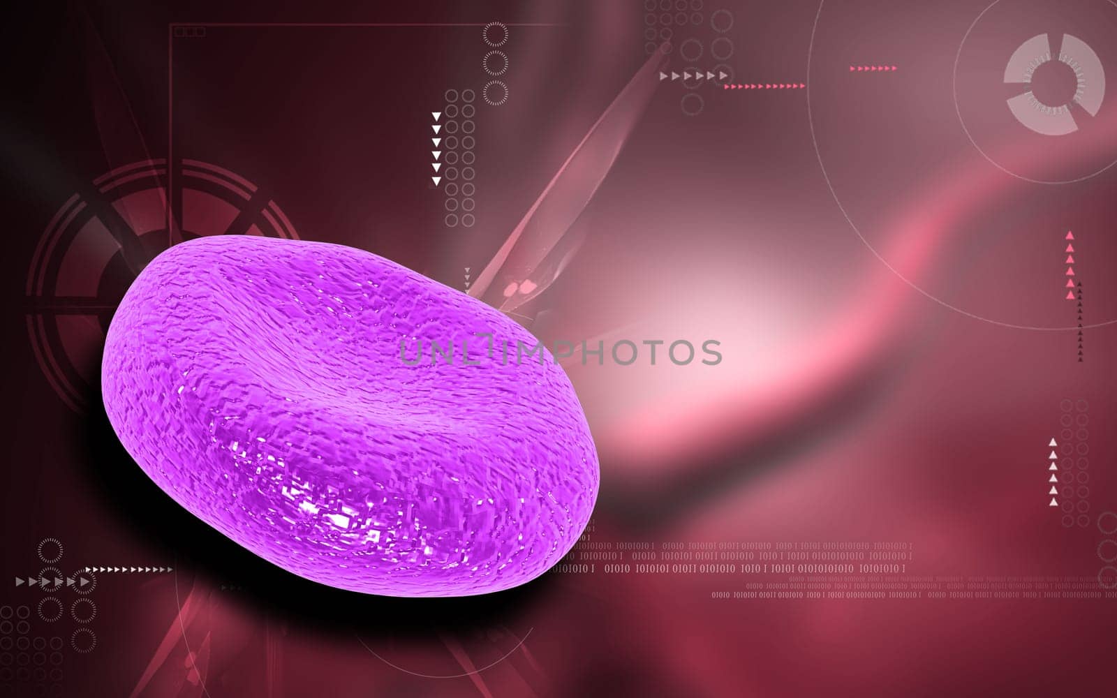 Digital illustration of blood cell in colour background