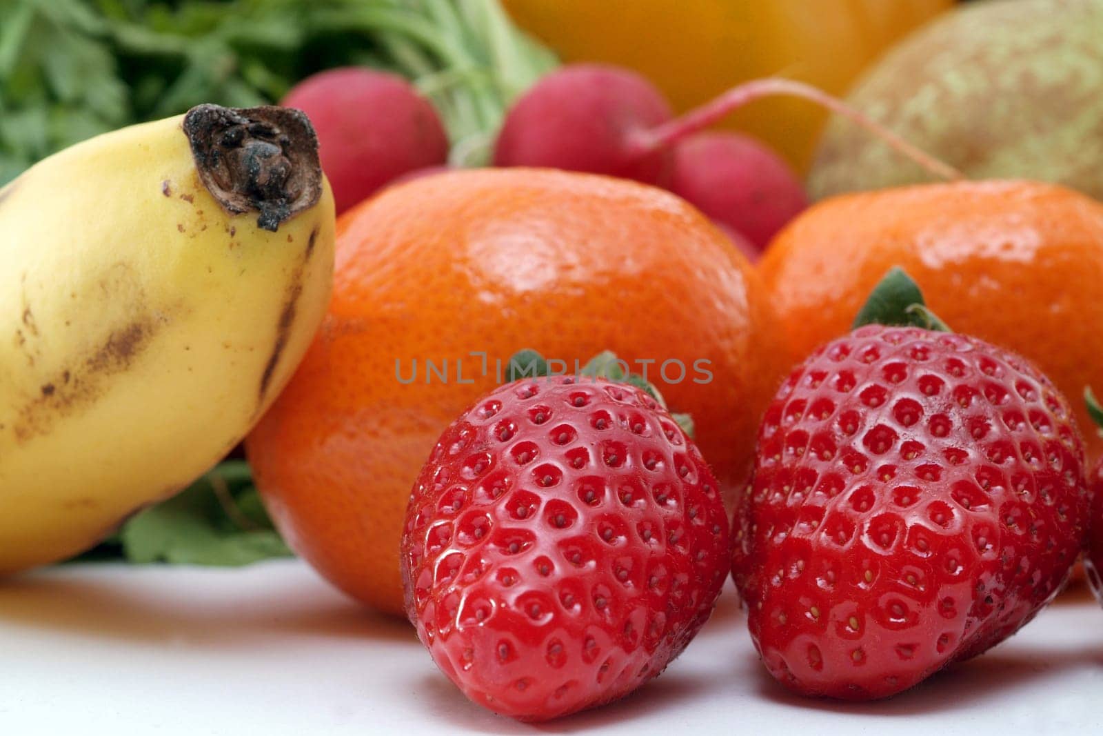 Colorful fresh group of fruits and vegetables