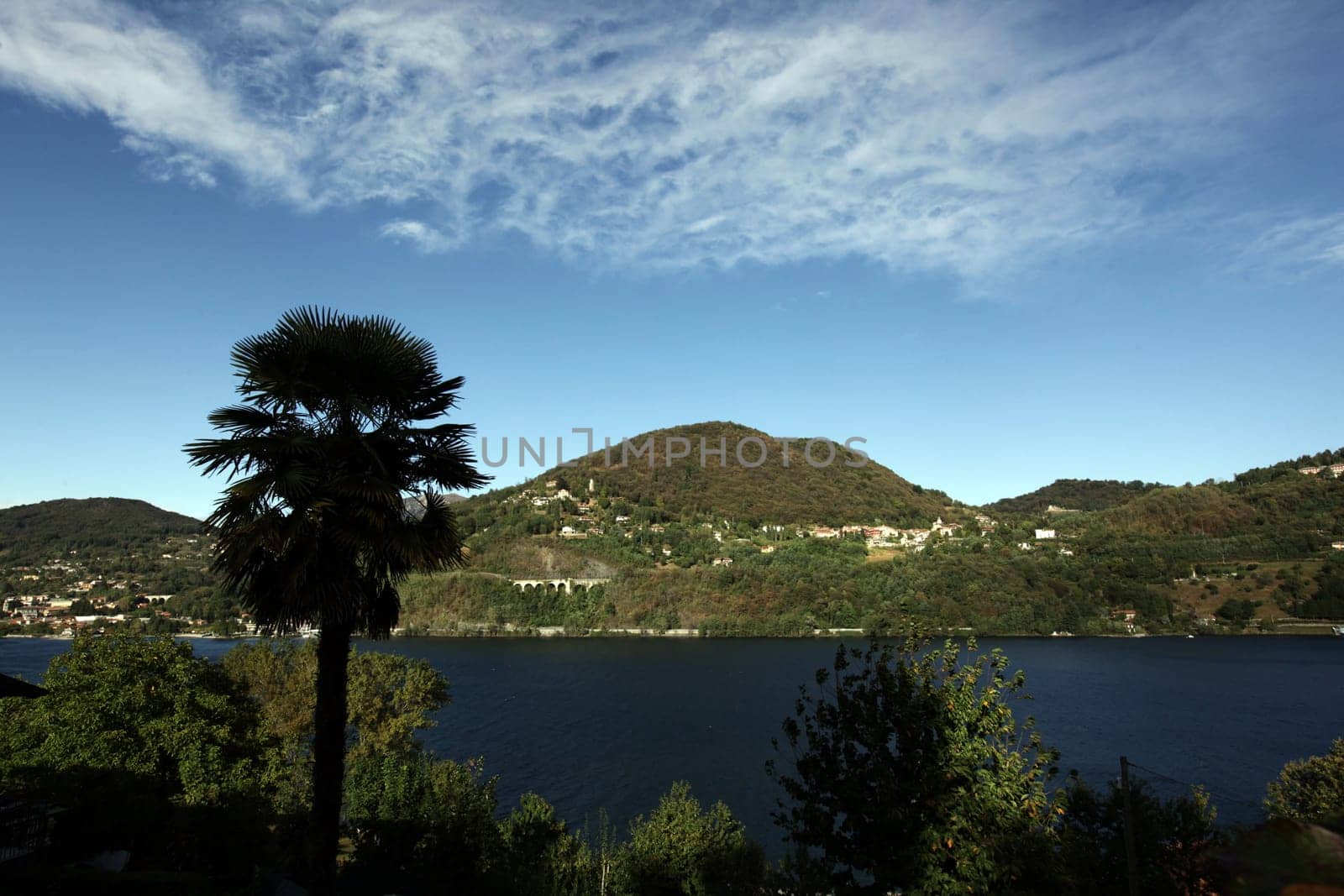 the Landscape near the  Fishingvillage of Orta on the Lake Orta in the Lombardia  in north Italy.