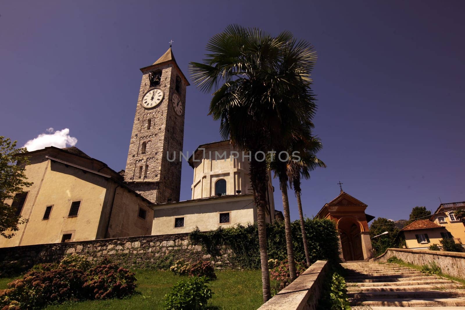 the Church in the old town of Baveno on the Lago maggiore in the Lombardia in north Italy.