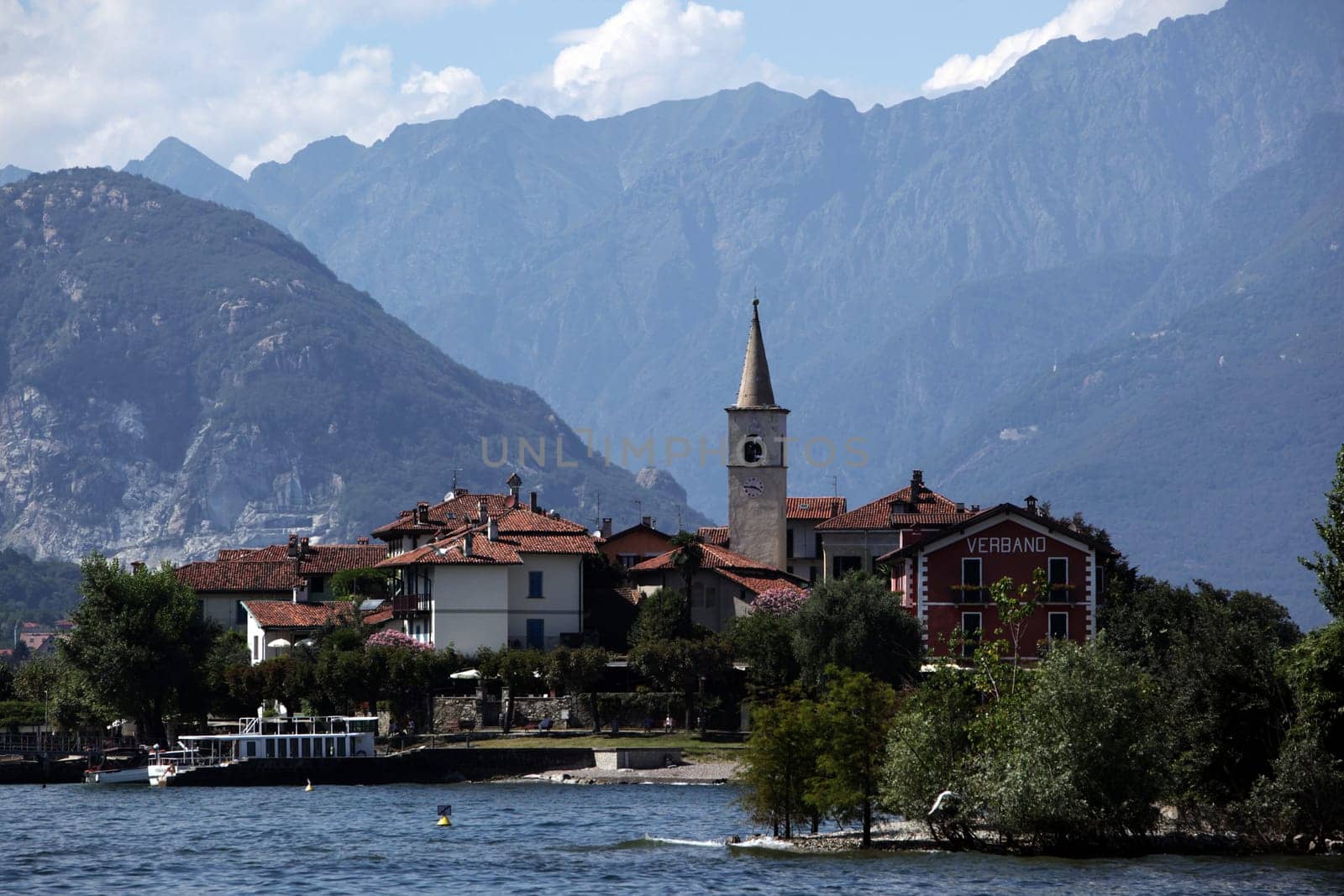 The isalnd of Isla Pescatori on the Lago maggiore in the Lombardia in north Italy.