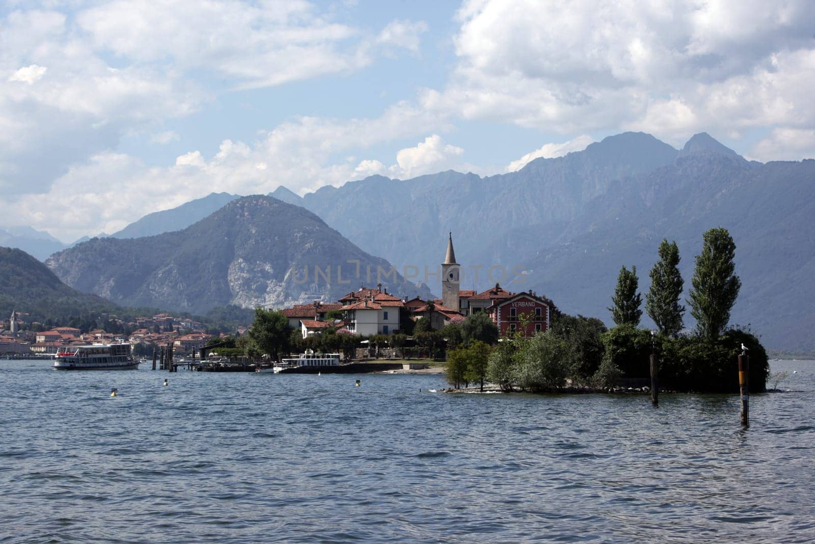 The isalnd of Isla Pescatori on the Lago maggiore in the Lombardia in north Italy.