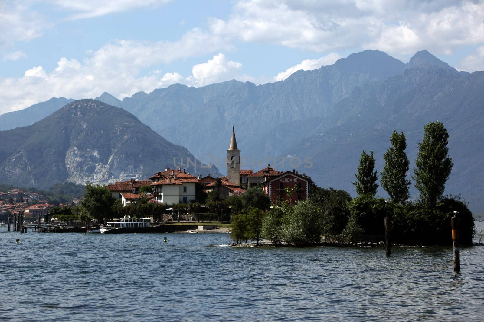 The isalnd of Isla Pescatori on the Lago maggiore in the Lombardia in north Italy.