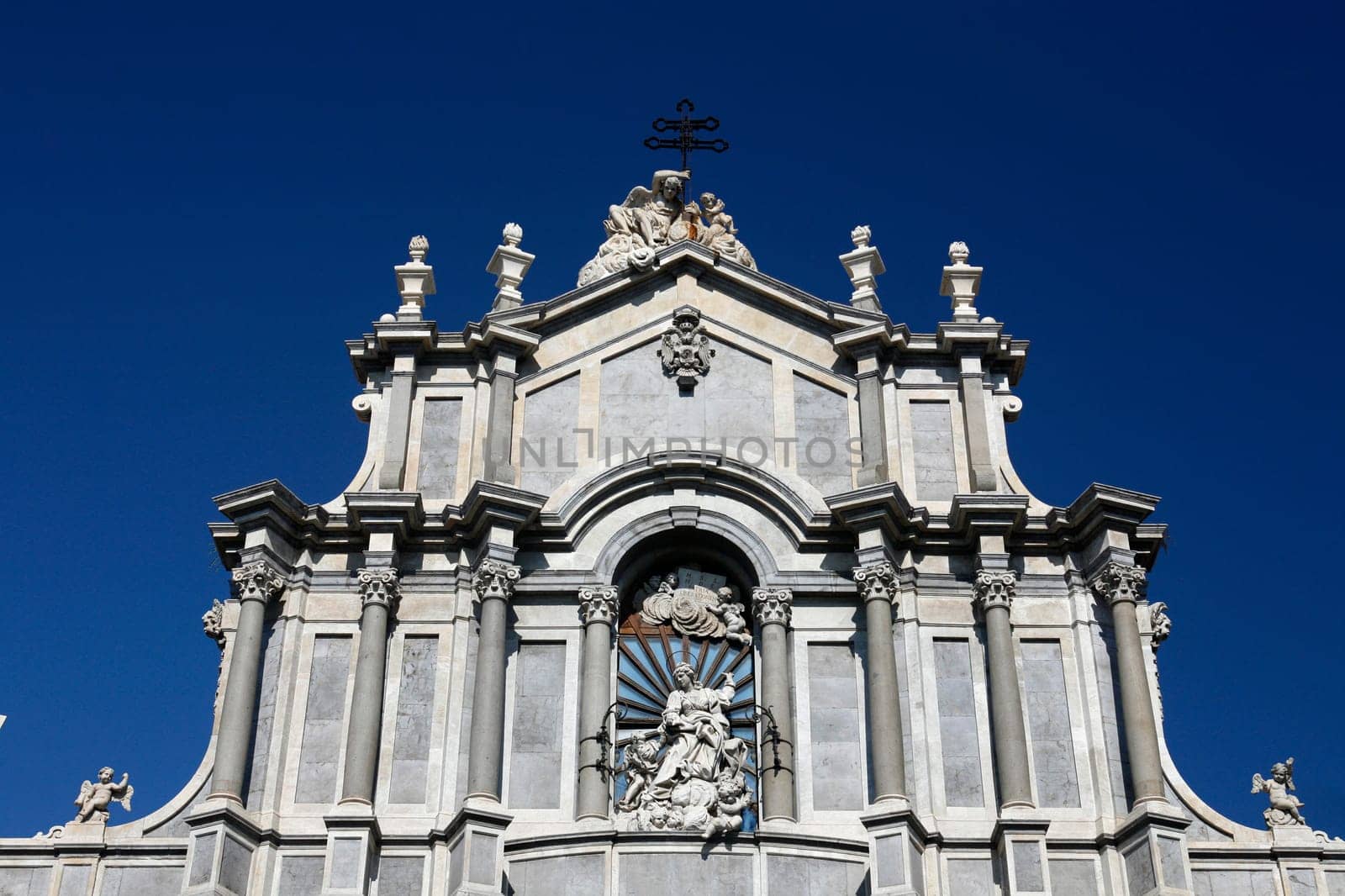 the cathedral sant agata at the piazza del duomo in the old town of catania in sicily in south italy in europe.