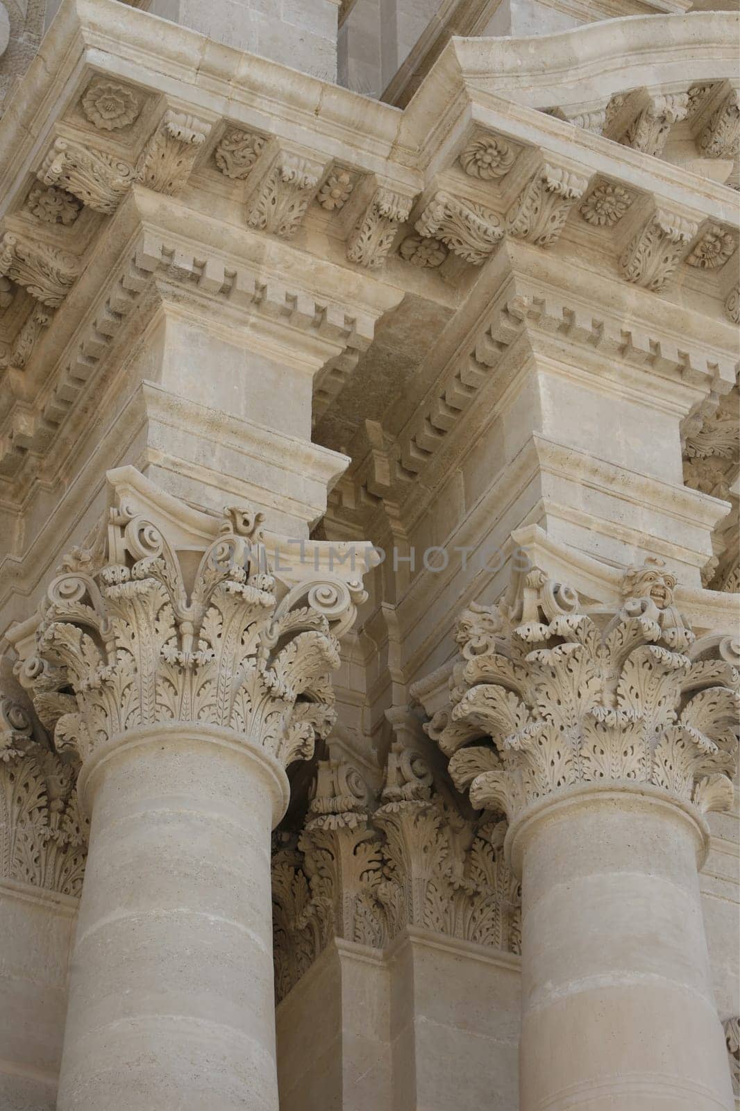 The Dome on the Piazza del Domo in the old Town of Siracusa in Sicily in south Italy in Europe.