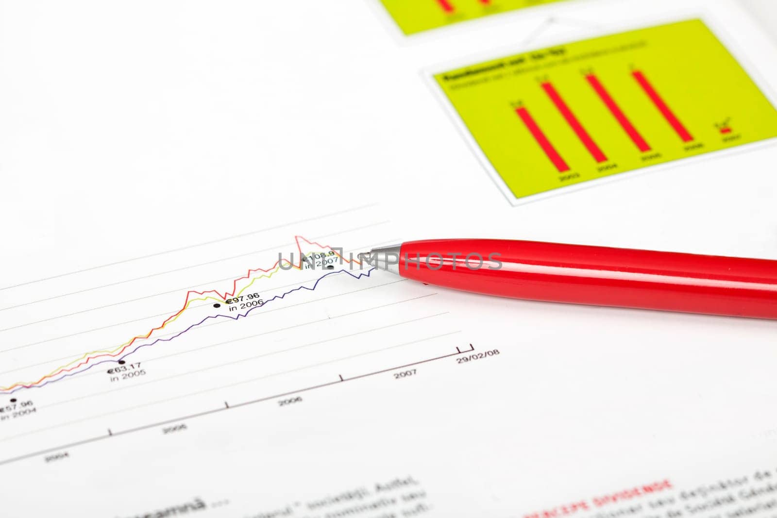 Pen over business chart. Accounting concept