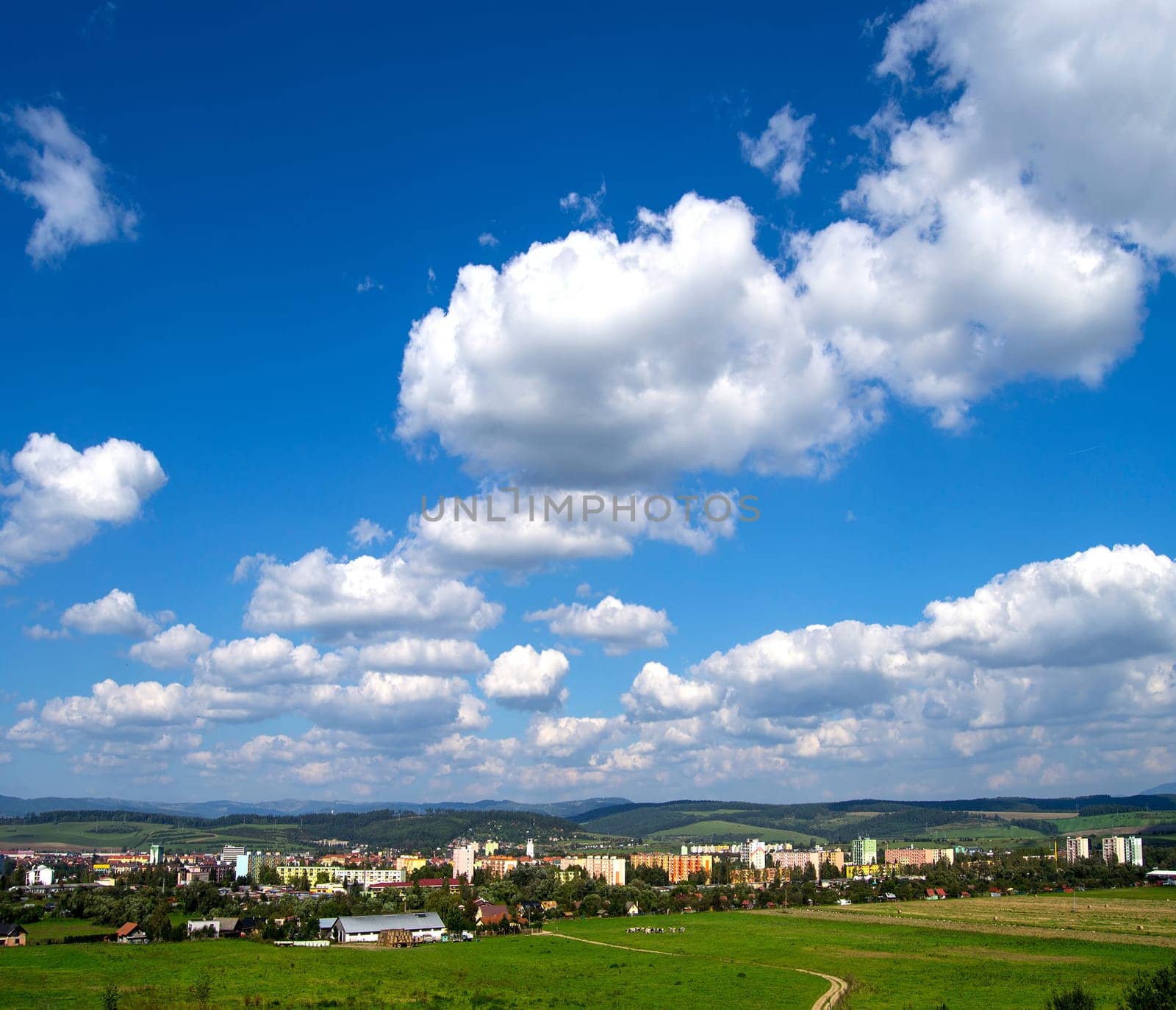 Landscape with town in Slovakia