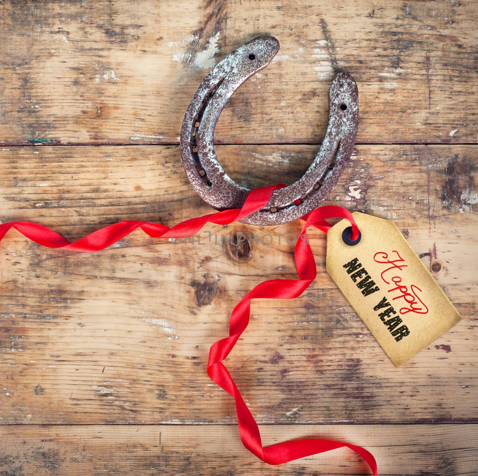 Horseshoe with red ribbon