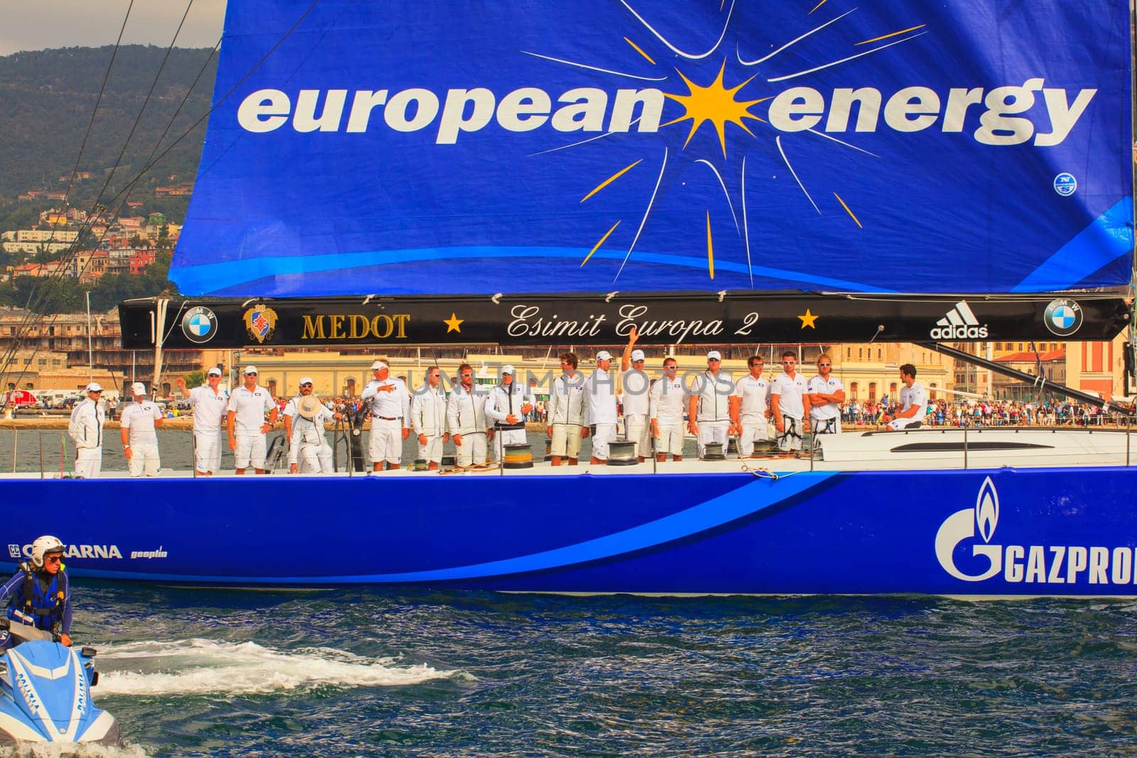 TRIESTE, ITALY - OCTOBER, 12: Esimit Europa 2 the winner of the 46° Barcolana regatta
