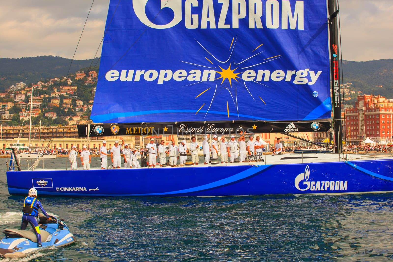 TRIESTE, ITALY - OCTOBER, 12: Esimit Europa 2 the winner of the 46° Barcolana regatta