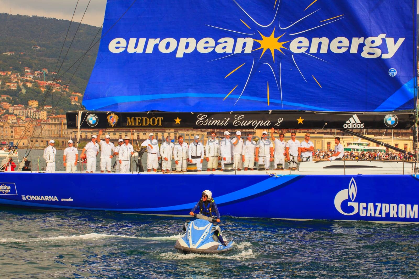 TRIESTE, ITALY - OCTOBER, 12: Esimit Europa 2 the winner of the 46° Barcolana regatta
