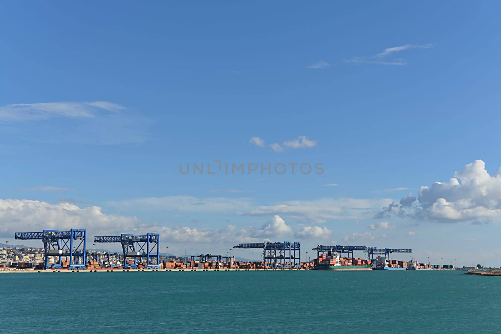 Commercial container port in sardinia in the city of Cagliari.