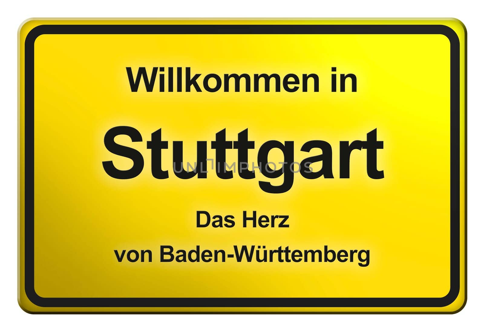A yellow entrance sign with friendly welcome - Welcome