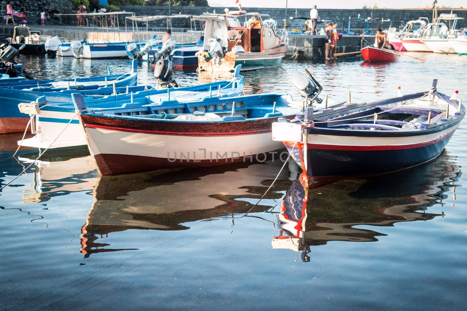 Fishermen Woden boat in Sicily Oriental