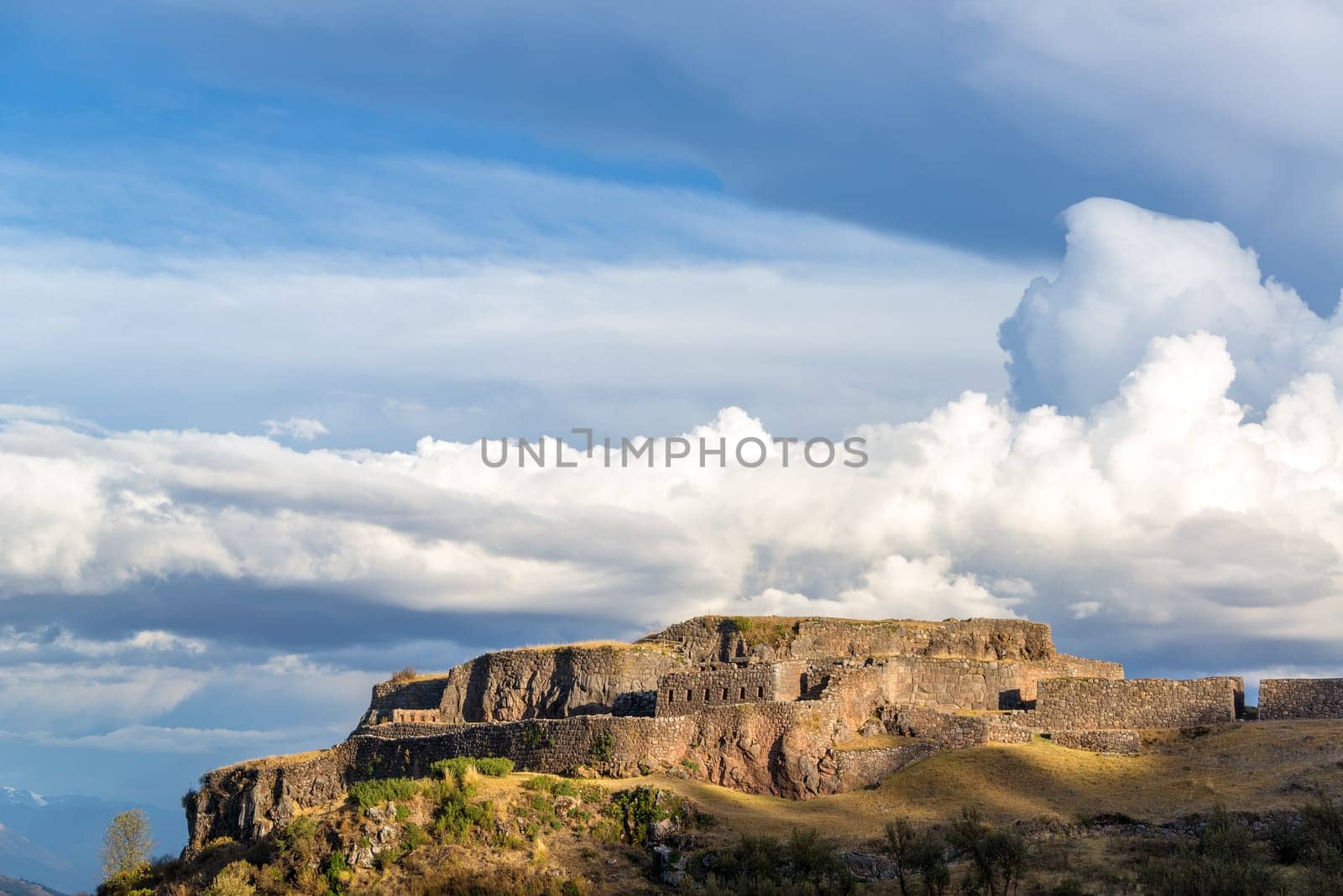 Ruins of the Inca fortress of Puka Pukara outside of Cusco, Peru