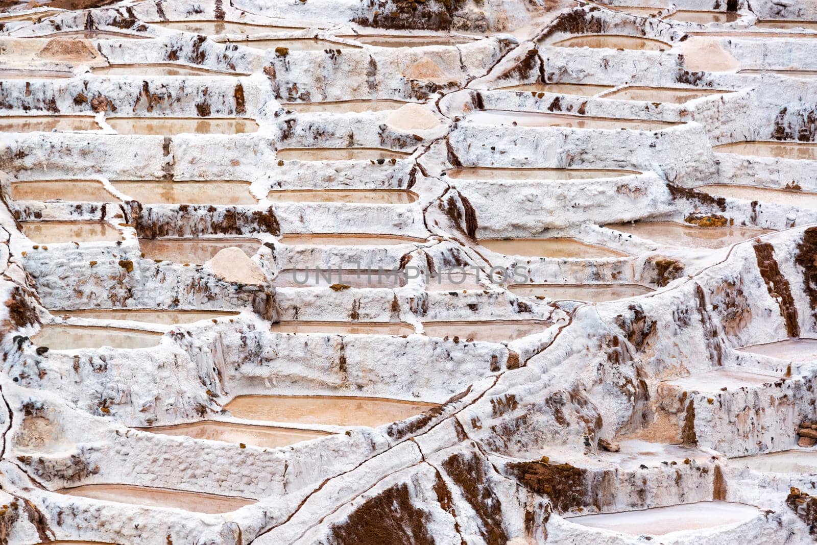 Salt production in the town of Maras in the Sacred Valley near Cusco, Peru