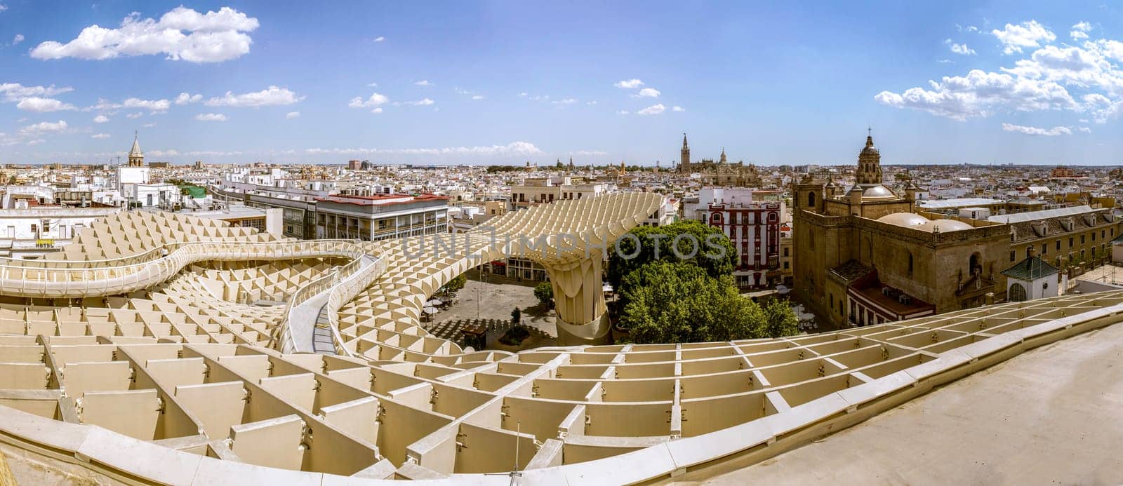 SEVILLE, SPAIN - MAY 2014: Texture graphic detail of Metropol Parasol in Plaza de la Encarnacion on 31 of May 2014 in Sevilla,Spain. A new Seville Market Hall and attractive destination.