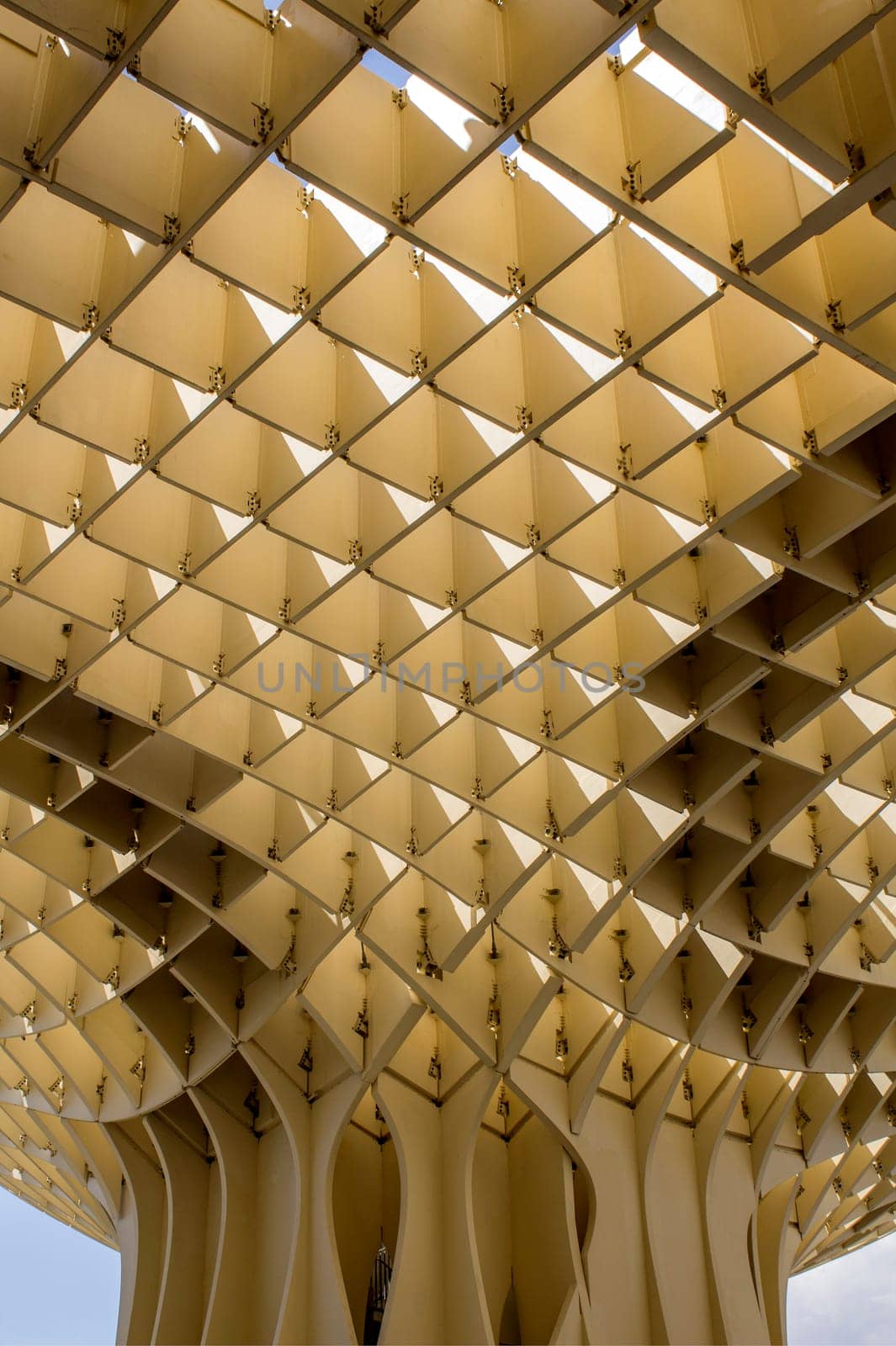 SEVILLE, SPAIN - MAY 2014: Texture graphic detail of Metropol Parasol in Plaza de la Encarnacion on 31 of May 2014 in Sevilla,Spain. A new Seville Market Hall and attractive destination.