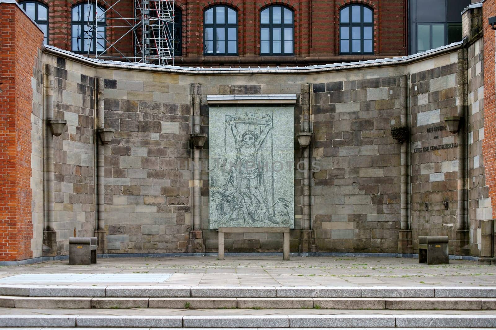 Hamburg,Germany – September 22,2014: The artwork Ecco Homo by the artist Oskar Kokoschka at the memorial of the St. Nikolai Church on September 22,2014 in Hamburg.