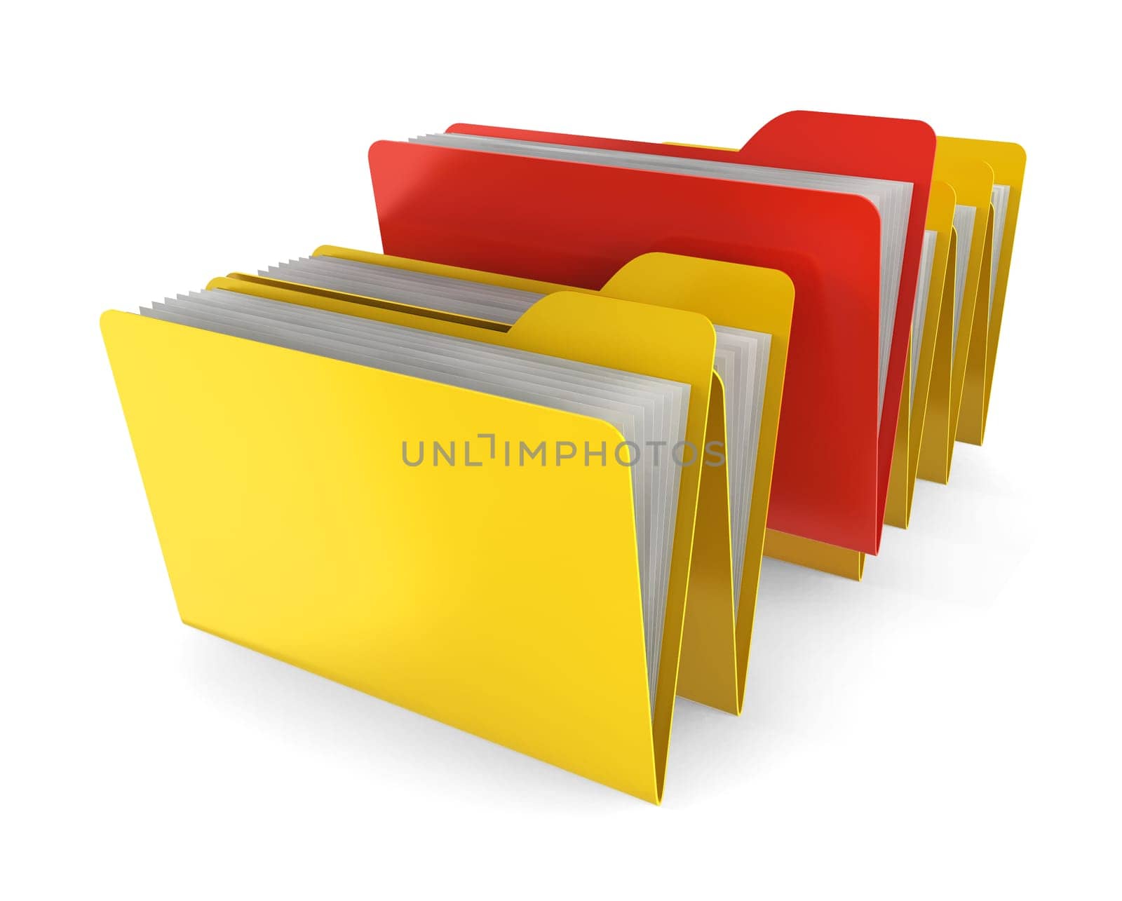 Red folder. 3d illustration on white background .