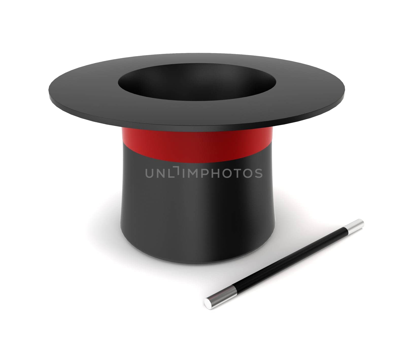 Magician's hat. 3d illustration on white background
