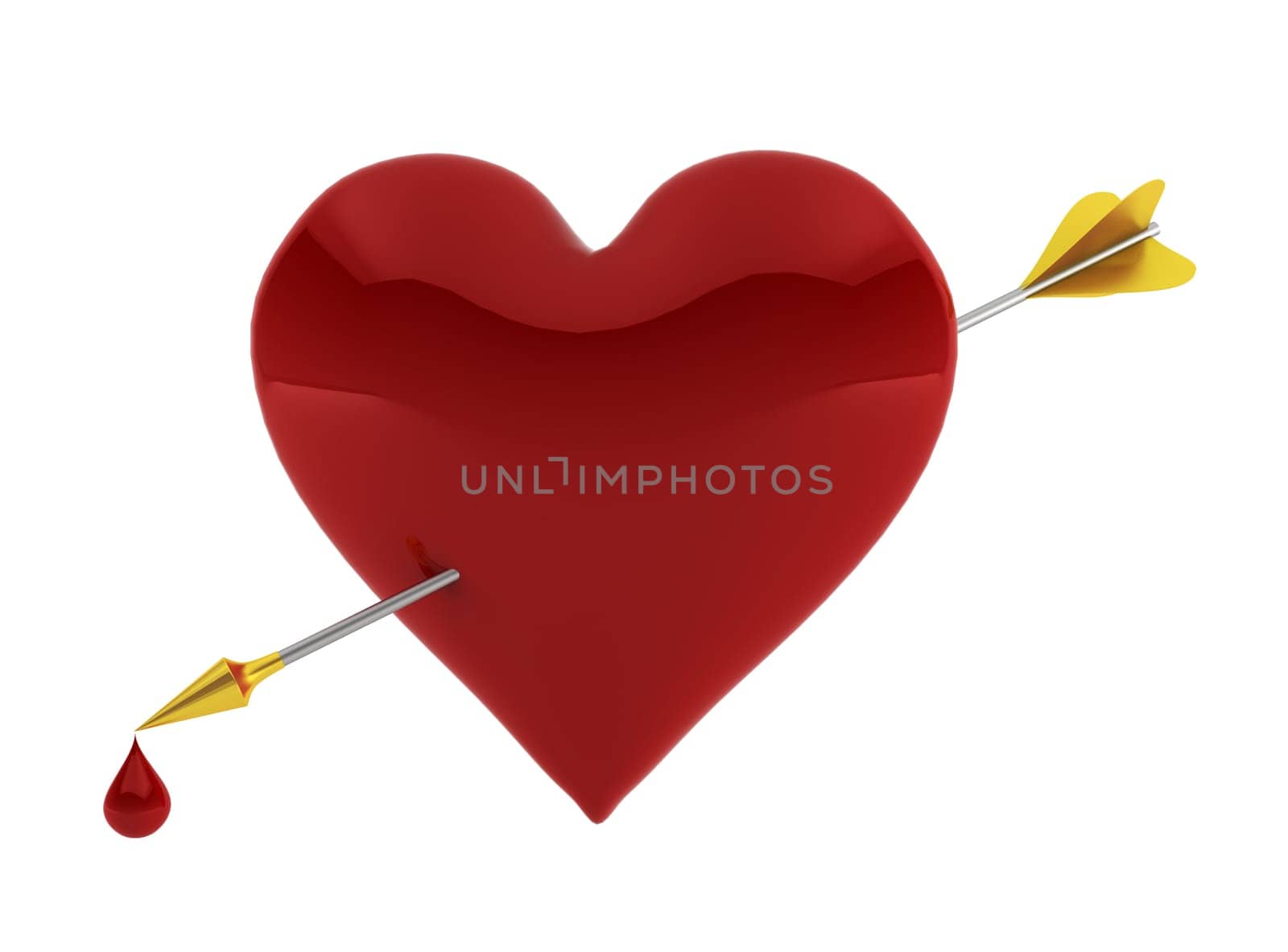Heart with arrow. 3d illustration on white background