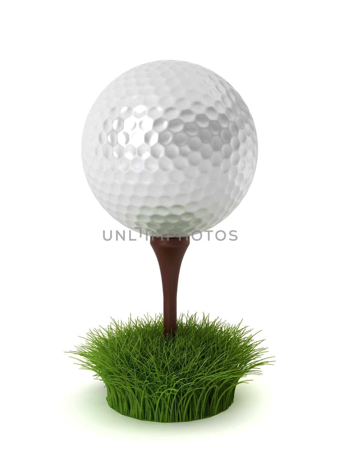 golf ball on grass - 3d render on white