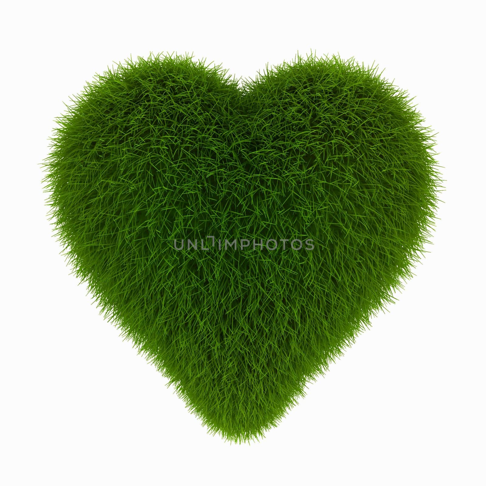 grass heart - 3d render on white