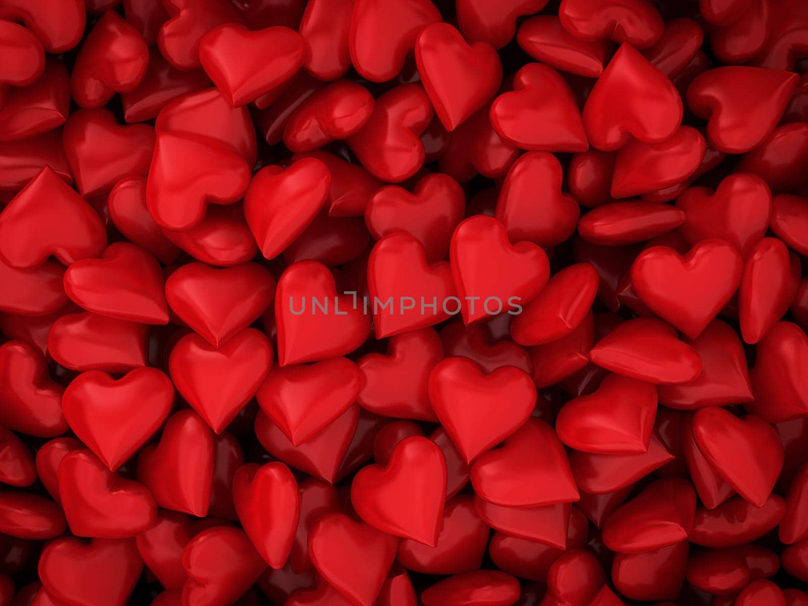 Many red hearts. 3d background