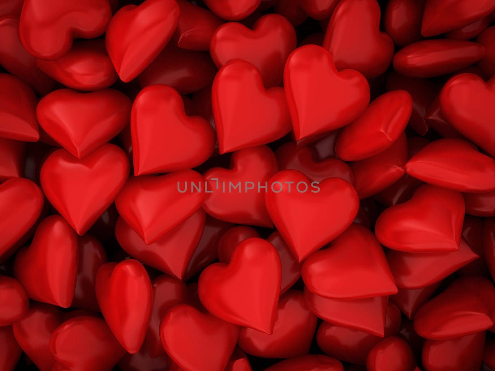 Many red hearts. 3d background
