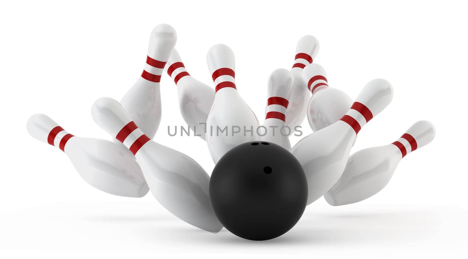 crashed bowling skittles - 3d render on white
