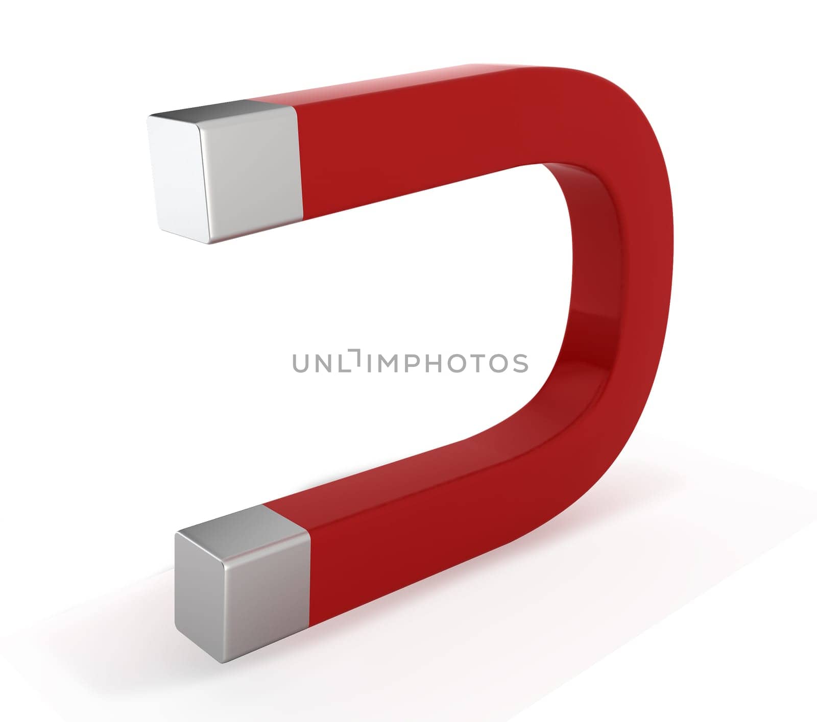Red magnet. 3d illustration on white background