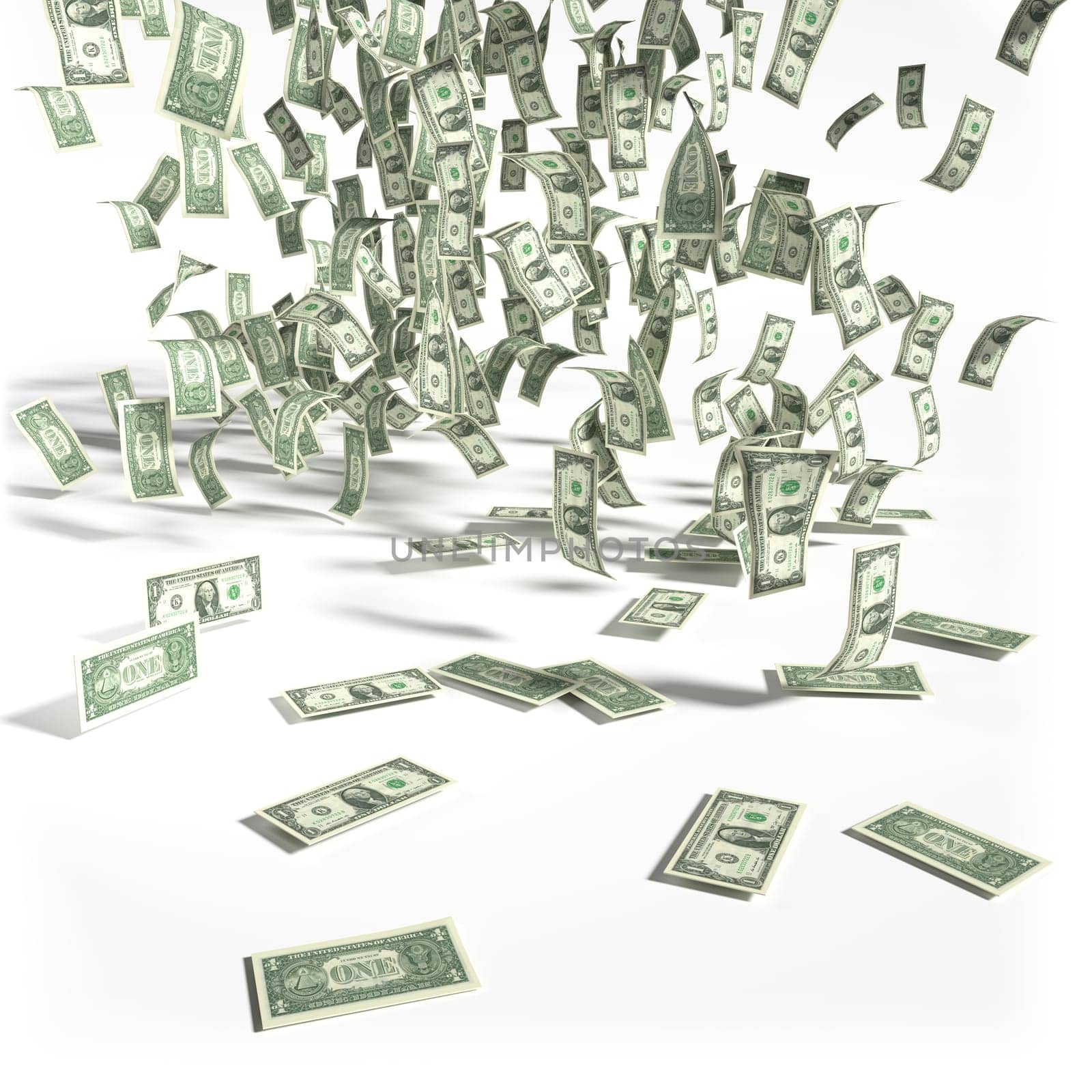 Money rain from 1 dollar bill