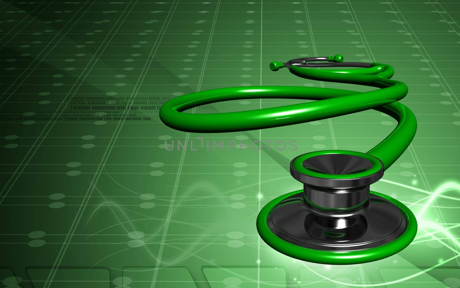 Digital illustration of stethoscope in colour background