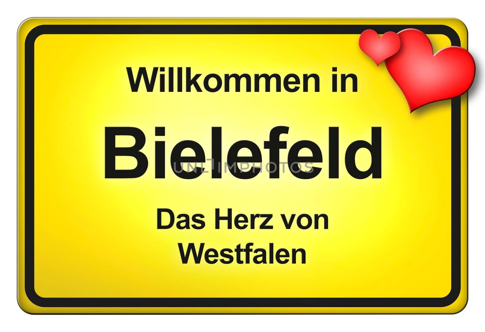 A yellow entrance sign with friendly welcome - Welcome