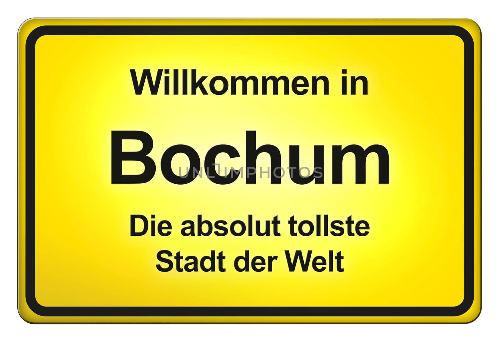 A yellow entrance sign with friendly welcome - Welcome