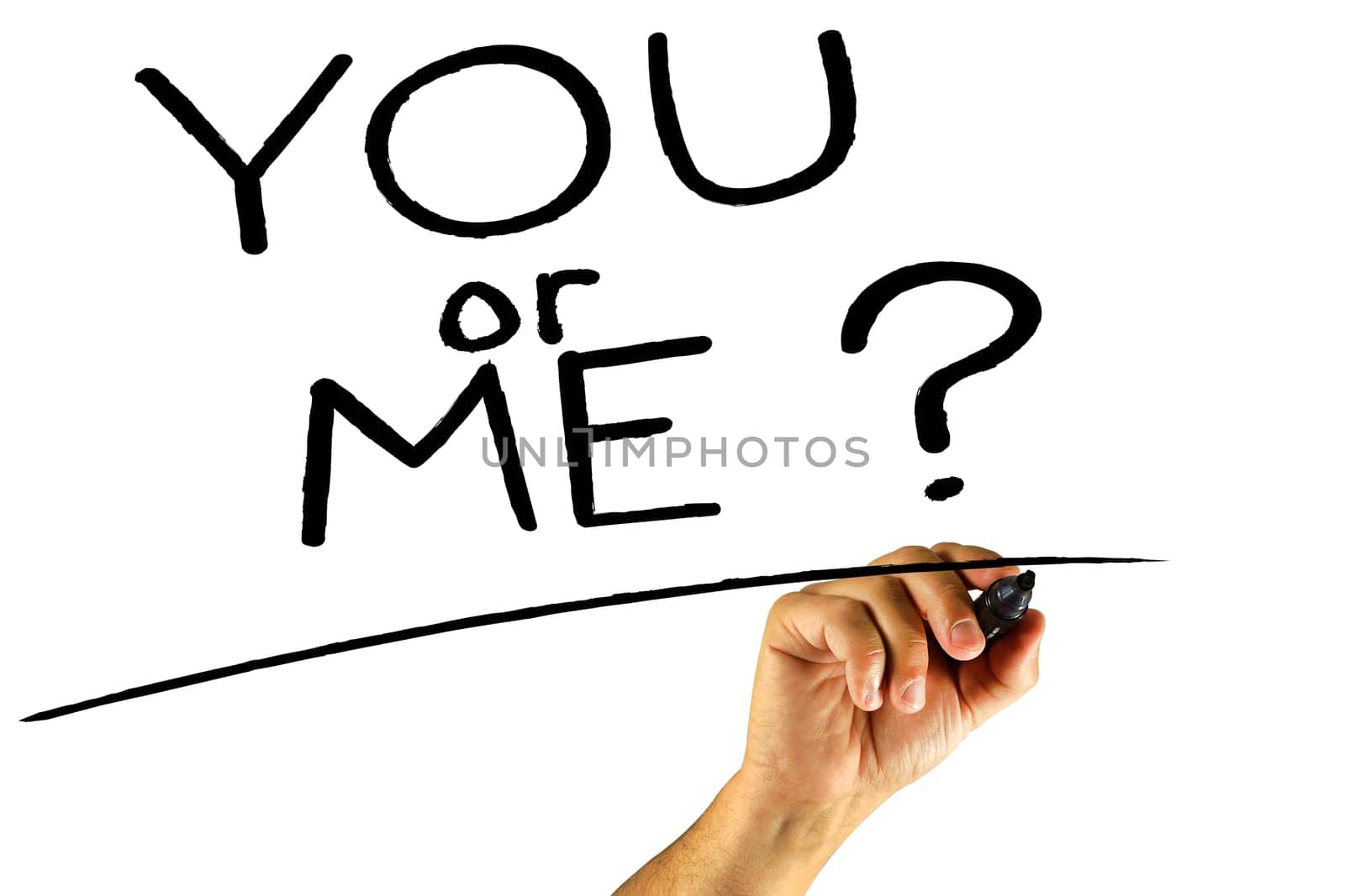 A Hand with pencil writing a certain message on the screen
