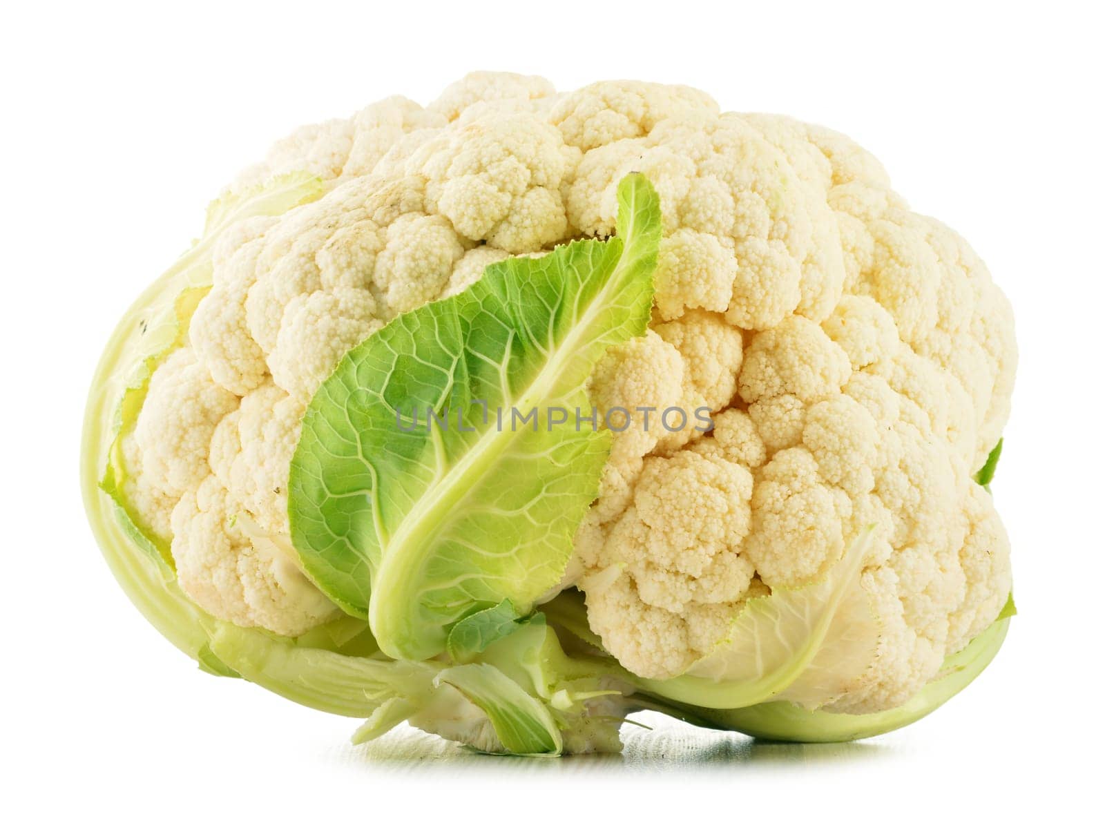 Fresh organic cauliflower isolated on white background