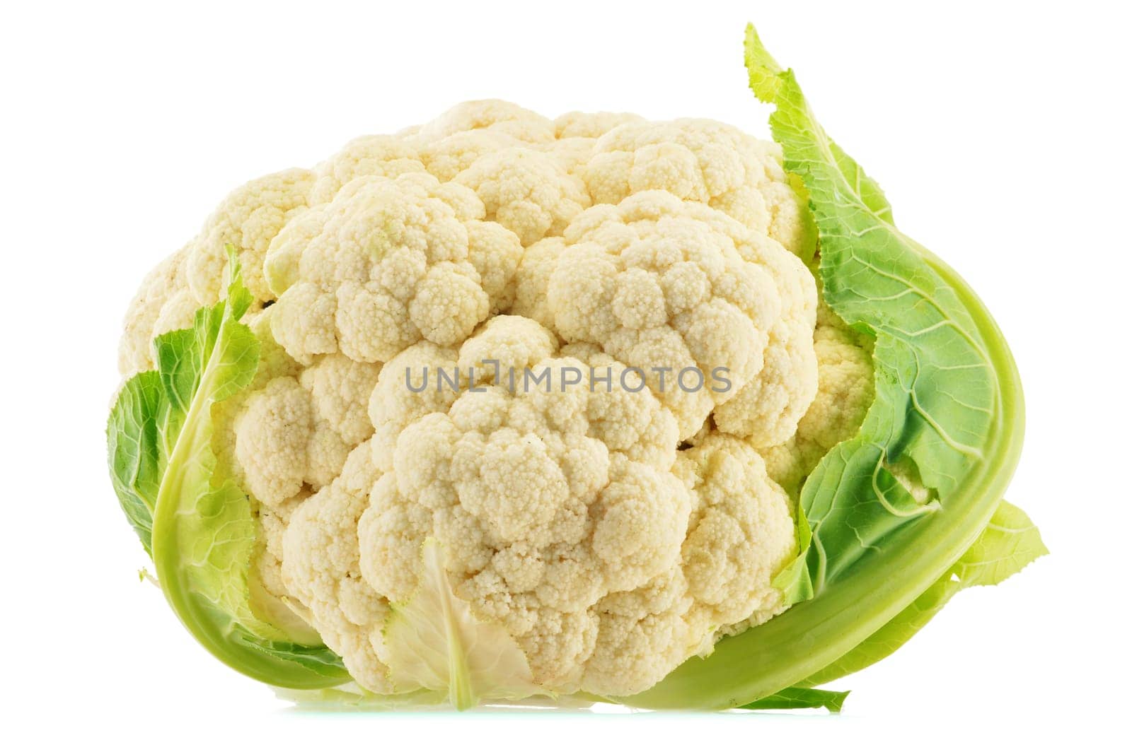 Fresh organic cauliflower isolated on white background