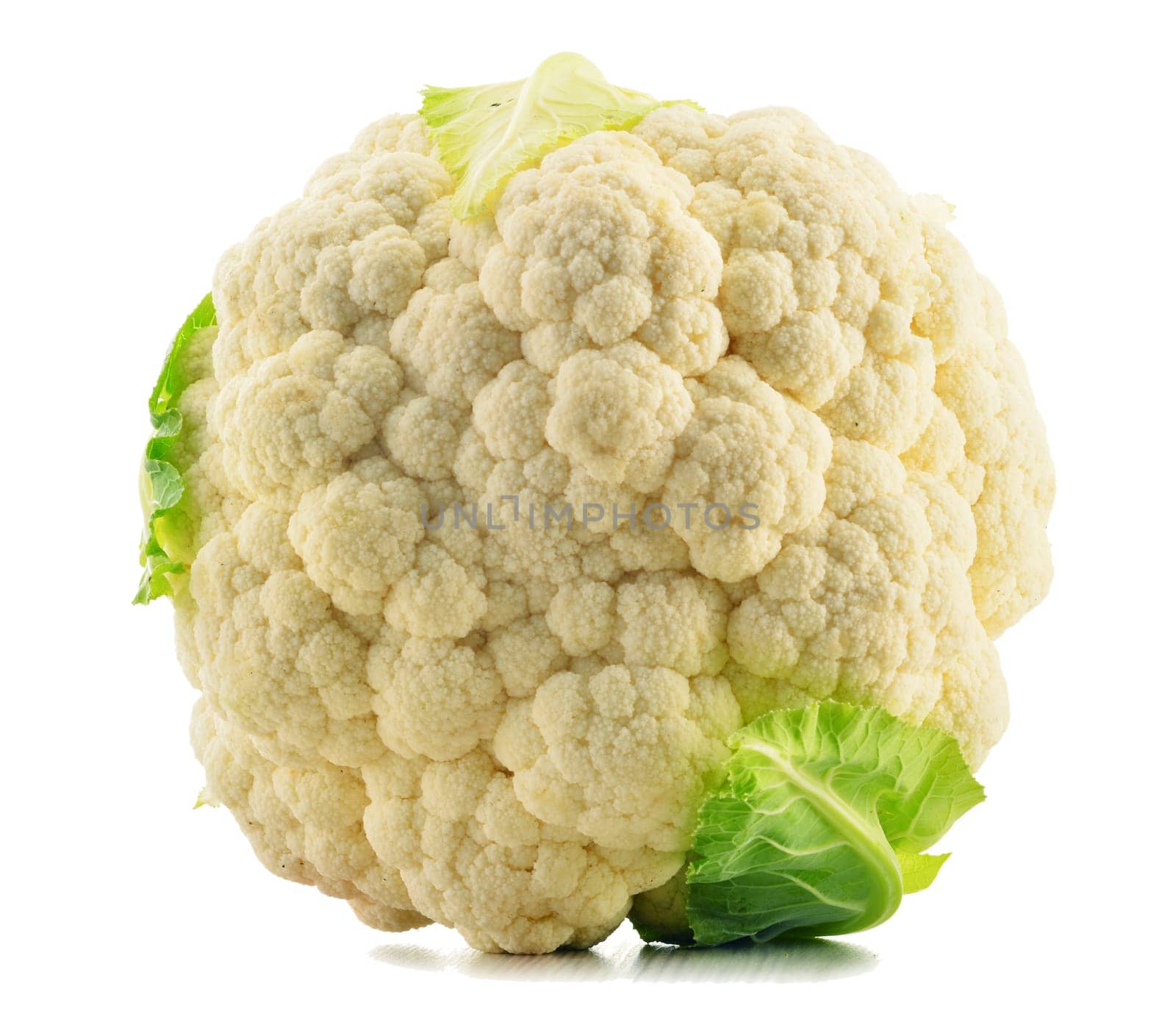 Fresh organic cauliflower isolated on white background